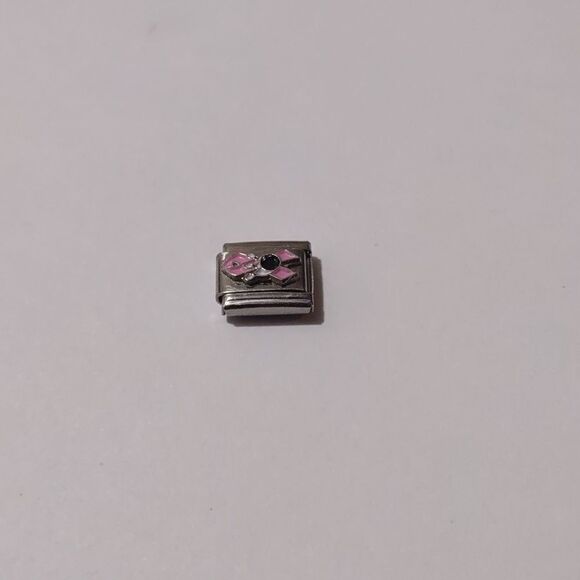 Bowling Pink‎ Ribbon Italian Link Stainless Steel Charm for Nomination Bracelet - Picture 1 of 1